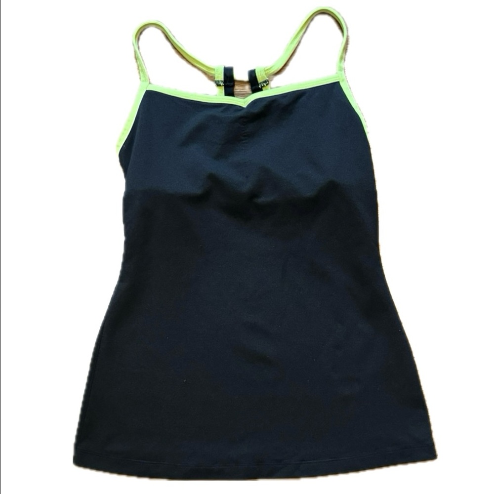 Lucy Heart Center Tank Black with Yellow Trim
